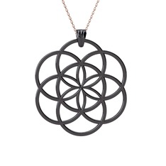 Yaşam Tohumu Kolye - 925 ayar siyah rodyum kaplama gümüş kolye (40 cm rose altın rolo zincir) #880g5t