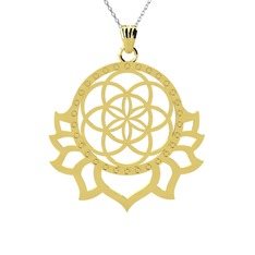 Lotus Yaşam Tohumu Kolye - 8 ayar altın kolye (40 cm beyaz altın rolo zincir) #118aulz