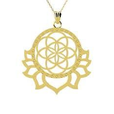 Lotus Yaşam Tohumu Kolye - 18 ayar altın kolye (40 cm altın rolo zincir) #12w1clk