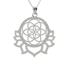 Lotus Yaşam Tohumu Kolye - 925 ayar gümüş kolye (40 cm beyaz altın rolo zincir) #17v2b0a