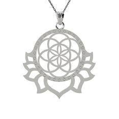 Lotus Yaşam Tohumu Kolye - 18 ayar beyaz altın kolye (40 cm gümüş rolo zincir) #1c0v75h