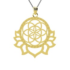 Lotus Yaşam Tohumu Kolye - 14 ayar altın kolye (40 cm gümüş rolo zincir) #1carrm2
