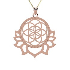 Lotus Yaşam Tohumu Kolye - 8 ayar rose altın kolye (40 cm gümüş rolo zincir) #1fev1y7