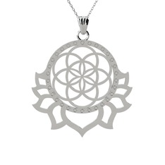 Lotus Yaşam Tohumu Kolye - 18 ayar beyaz altın kolye (40 cm gümüş rolo zincir) #1fu6op2