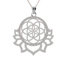 Lotus Yaşam Tohumu Kolye - 925 ayar gümüş kolye (40 cm rose altın rolo zincir) #1mdsgrr