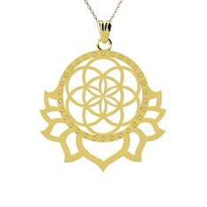 Lotus Yaşam Tohumu Kolye - 14 ayar altın kolye (40 cm gümüş rolo zincir) #1o8es64