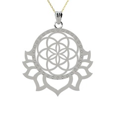 Lotus Yaşam Tohumu Kolye - 18 ayar beyaz altın kolye (40 cm altın rolo zincir) #1uo43pv