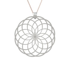 14 ayar beyaz altın kolye (40 cm rose altın rolo zincir)