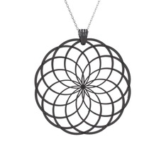 925 ayar siyah rodyum kaplama gümüş kolye (40 cm beyaz altın rolo zincir)