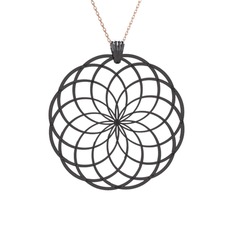 Torus Kolye - 925 ayar siyah rodyum kaplama gümüş kolye (40 cm rose altın rolo zincir) #1kj2rno