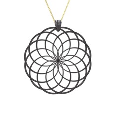 925 ayar siyah rodyum kaplama gümüş kolye (40 cm altın rolo zincir)