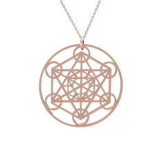 Metatron Küp Kolye - 14 ayar rose altın kolye (40 cm rose altın rolo zincir) #136qy0i