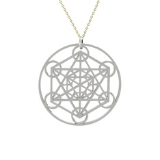 Metatron Küp Kolye - 14 ayar beyaz altın kolye (40 cm altın rolo zincir) #18jfru2