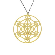 Metatron Küp Kolye - 14 ayar altın kolye (40 cm gümüş rolo zincir) #1n5dcdl
