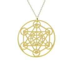 Metatron Küp Kolye - 18 ayar altın kolye (40 cm altın rolo zincir) #1uu3ysa