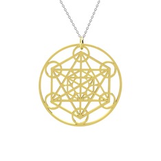 Metatron Küp Kolye - 8 ayar altın kolye (40 cm beyaz altın rolo zincir) #9h3rk2