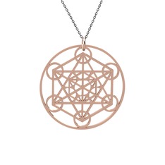 Metatron Küp Kolye - 8 ayar rose altın kolye (40 cm gümüş rolo zincir) #ms9qee