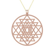 Sri Yantra Kolye - 8 ayar rose altın kolye (40 cm altın rolo zincir) #121m871