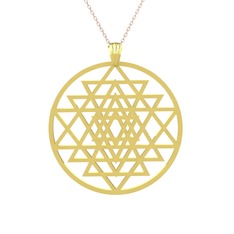 Sri Yantra Kolye - 8 ayar altın kolye (40 cm rose altın rolo zincir) #13wb9sn