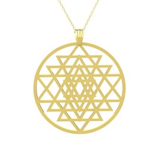 Sri Yantra Kolye - 18 ayar altın kolye (40 cm altın rolo zincir) #145aj8m