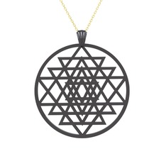 Sri Yantra Kolye - 925 ayar siyah rodyum kaplama gümüş kolye (40 cm altın rolo zincir) #1beo5n
