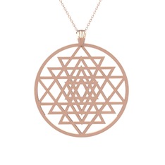 Sri Yantra Kolye - 18 ayar rose altın kolye (40 cm rose altın rolo zincir) #1gbl2sh