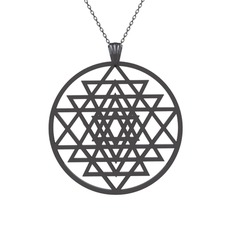 Sri Yantra Kolye - 925 ayar siyah rodyum kaplama gümüş kolye (40 cm gümüş rolo zincir) #1t4a5ev