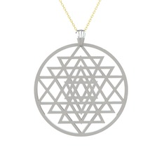 Sri Yantra Kolye - 18 ayar beyaz altın kolye (40 cm altın rolo zincir) #dcea1c