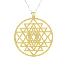 Sri Yantra Kolye - 14 ayar altın kolye (40 cm beyaz altın rolo zincir) #iw7ik9