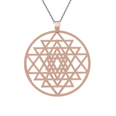Sri Yantra Kolye - 8 ayar rose altın kolye (40 cm gümüş rolo zincir) #jm9z70