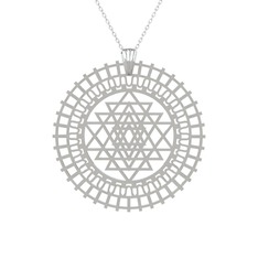 Saraswati Sri Yantra - 925 ayar gümüş kolye (40 cm beyaz altın rolo zincir) #15i1c8h