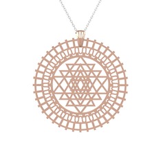 Saraswati Sri Yantra - 18 ayar rose altın kolye (40 cm beyaz altın rolo zincir) #15ovt99