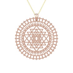 Saraswati Sri Yantra - 8 ayar rose altın kolye (40 cm altın rolo zincir) #18vyxeu