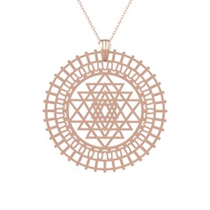 Saraswati Sri Yantra - 8 ayar rose altın kolye (40 cm rose altın rolo zincir) #1dq3il9