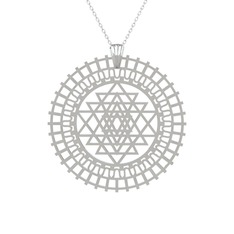 Saraswati Sri Yantra - 14 ayar beyaz altın kolye (40 cm beyaz altın rolo zincir) #1hnxf4x