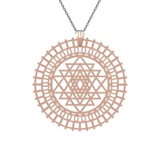 Saraswati Sri Yantra - 14 ayar rose altın kolye (40 cm gümüş rolo zincir) #bx3296