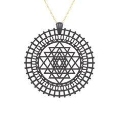 925 ayar siyah rodyum kaplama gümüş kolye (40 cm altın rolo zincir)