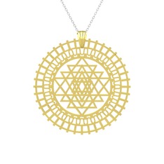 Saraswati Sri Yantra - 14 ayar altın kolye (40 cm beyaz altın rolo zincir) #istmu6