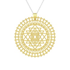 Saraswati Sri Yantra - 14 ayar altın kolye (40 cm beyaz altın rolo zincir) #knpiid