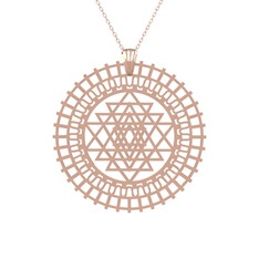 Saraswati Sri Yantra - 925 ayar rose altın kaplama gümüş kolye (40 cm rose altın rolo zincir) #omgfxf