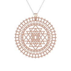 Saraswati Sri Yantra - 18 ayar rose altın kolye (40 cm gümüş rolo zincir) #yp1ky5