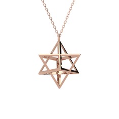 Merkaba Kolye - 18 ayar rose altın kolye (40 cm rose altın rolo zincir) #13n71af