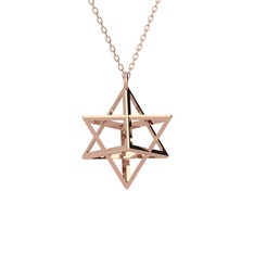 Merkaba Kolye - 14 ayar rose altın kolye (40 cm rose altın rolo zincir) #1841f1z