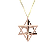 Merkaba Kolye - 14 ayar rose altın kolye (40 cm altın rolo zincir) #1ecfucx