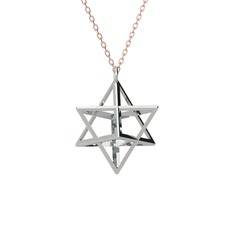 Merkaba Kolye - 8 ayar beyaz altın kolye (40 cm gümüş rolo zincir) #1grxj03