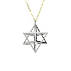 Merkaba Kolye - 18 ayar beyaz altın kolye (40 cm altın rolo zincir) #1vsmqt2