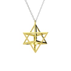 Merkaba Kolye - 8 ayar altın kolye (40 cm gümüş rolo zincir) #j8nhmh