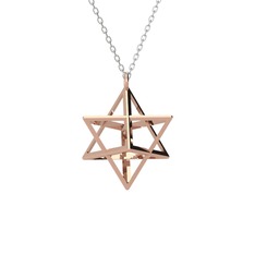 Merkaba Kolye - 18 ayar rose altın kolye (40 cm gümüş rolo zincir) #m4dhzl