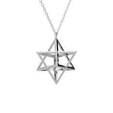 Merkaba Kolye - 18 ayar beyaz altın kolye (40 cm beyaz altın rolo zincir) #uciglo