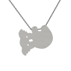 Koala Kolye - 8 ayar beyaz altın kolye (40 cm gümüş rolo zincir) #16685o7